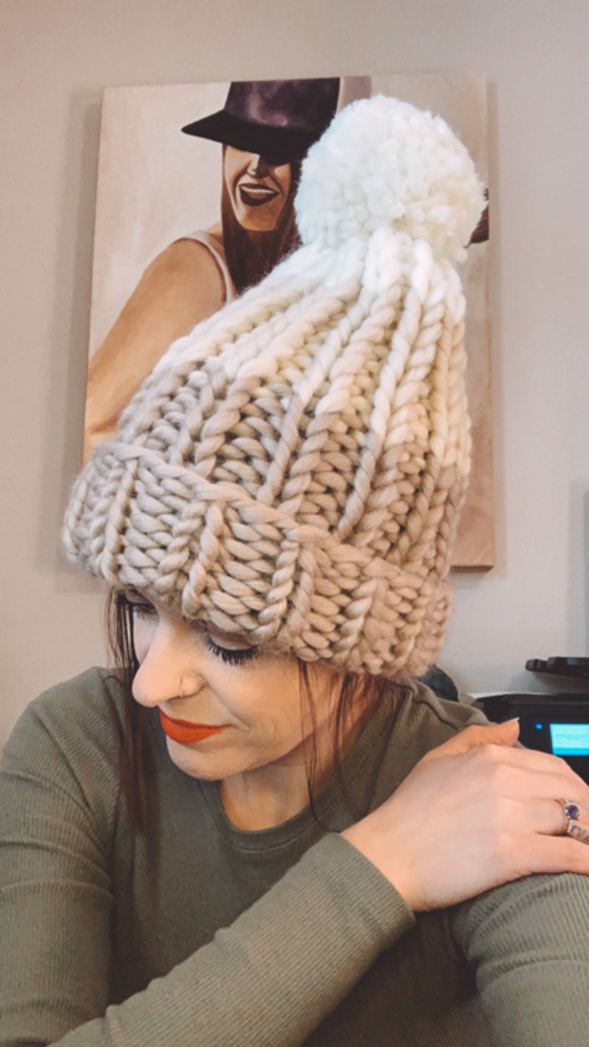 The Frank | Lux Collection | Taupe, sand and natural with matching pom pom