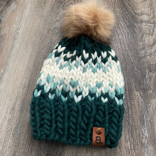 “The Helen” beanie | 100% wool | Forest & Cream fade