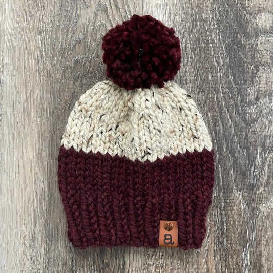 “The Helen” beanie | wool/acrylic blend | matching yarn pom pom