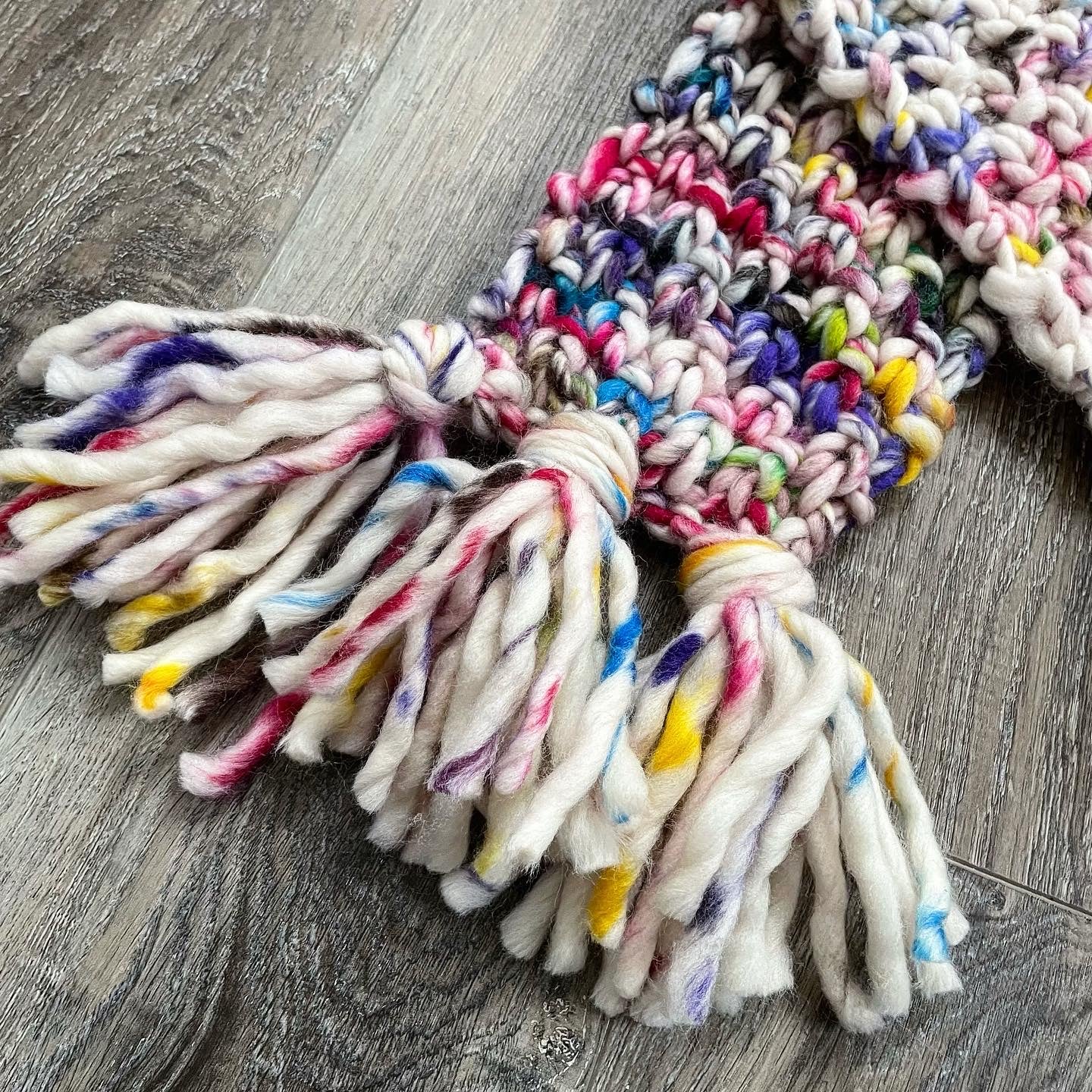 “The Betty” Scarf with tassels | 100% luxury wool in hand painted sprinkle