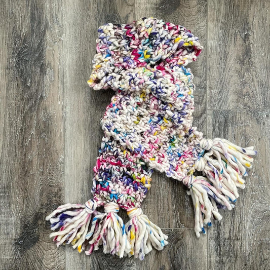 “The Betty” Scarf with tassels | 100% luxury wool in hand painted sprinkle